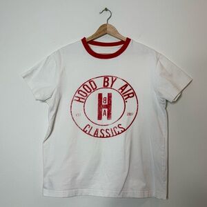 Hood By Air Rihanna Graphic Ringer Tee in white and red 100% cotton size medium